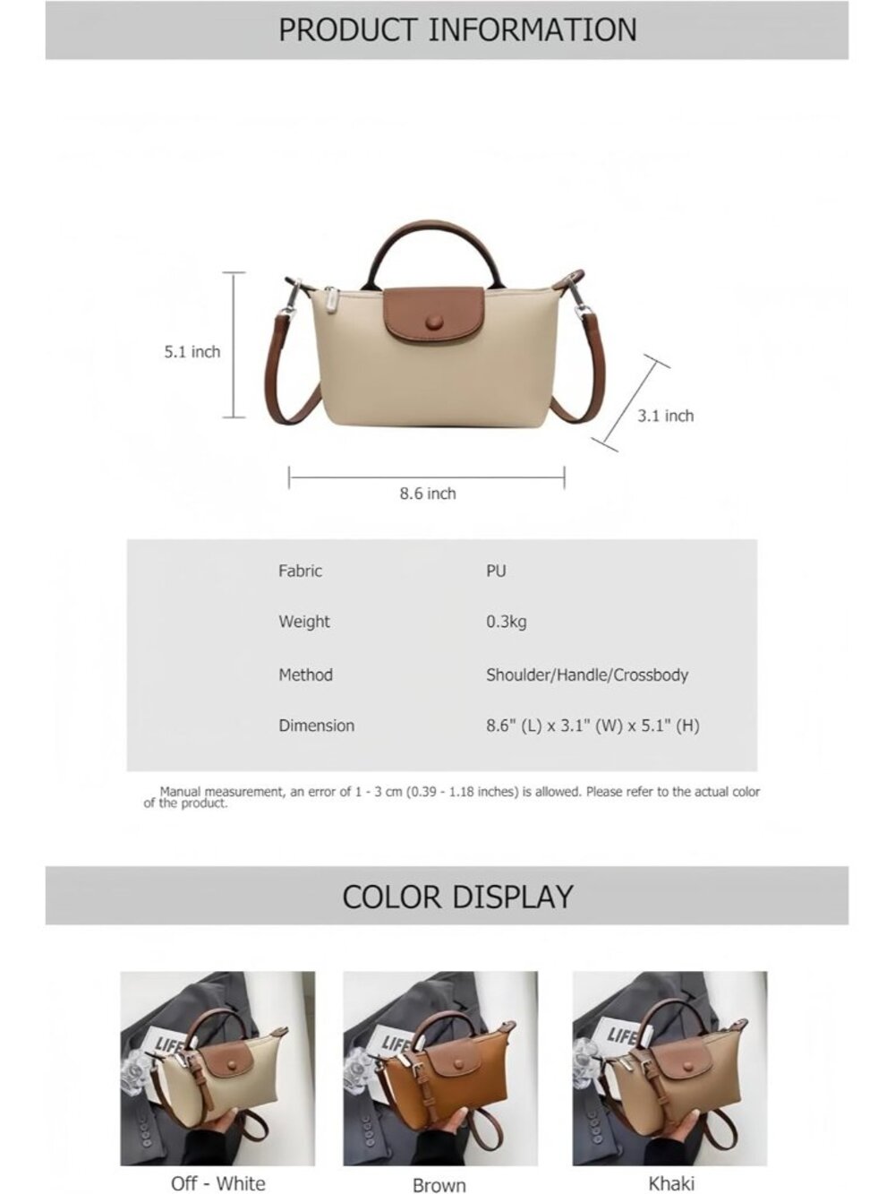 Women's Bags leather Off-white Autumn New Shoulder Handbags Fashionable Purses
